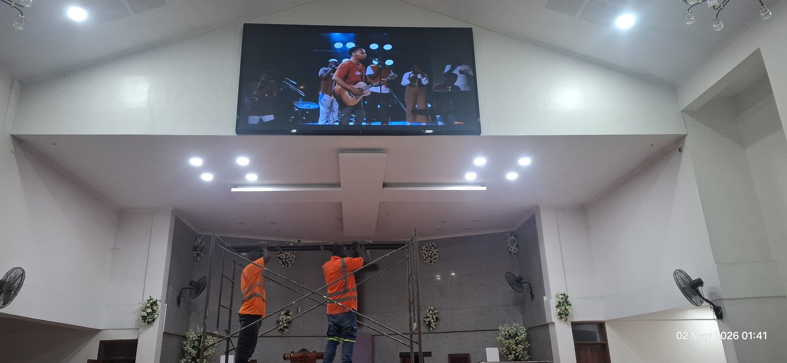 AICT Magomeni — LED panels mounted, cabling in progress
